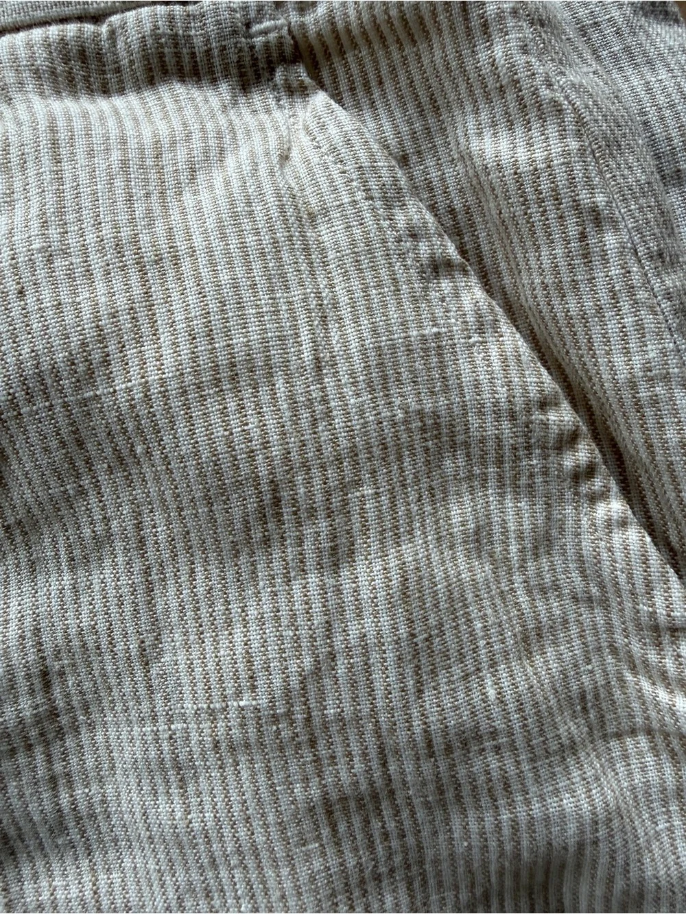 Mango linen tan and cream striped pants